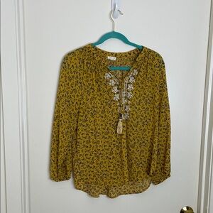 Elegant Floral Mustard Blouse